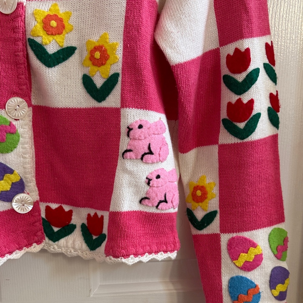 Michael Simon Floral Patchwork Easter Sweater - image 6